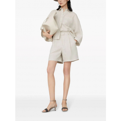 High-Waisted Linen Shorts